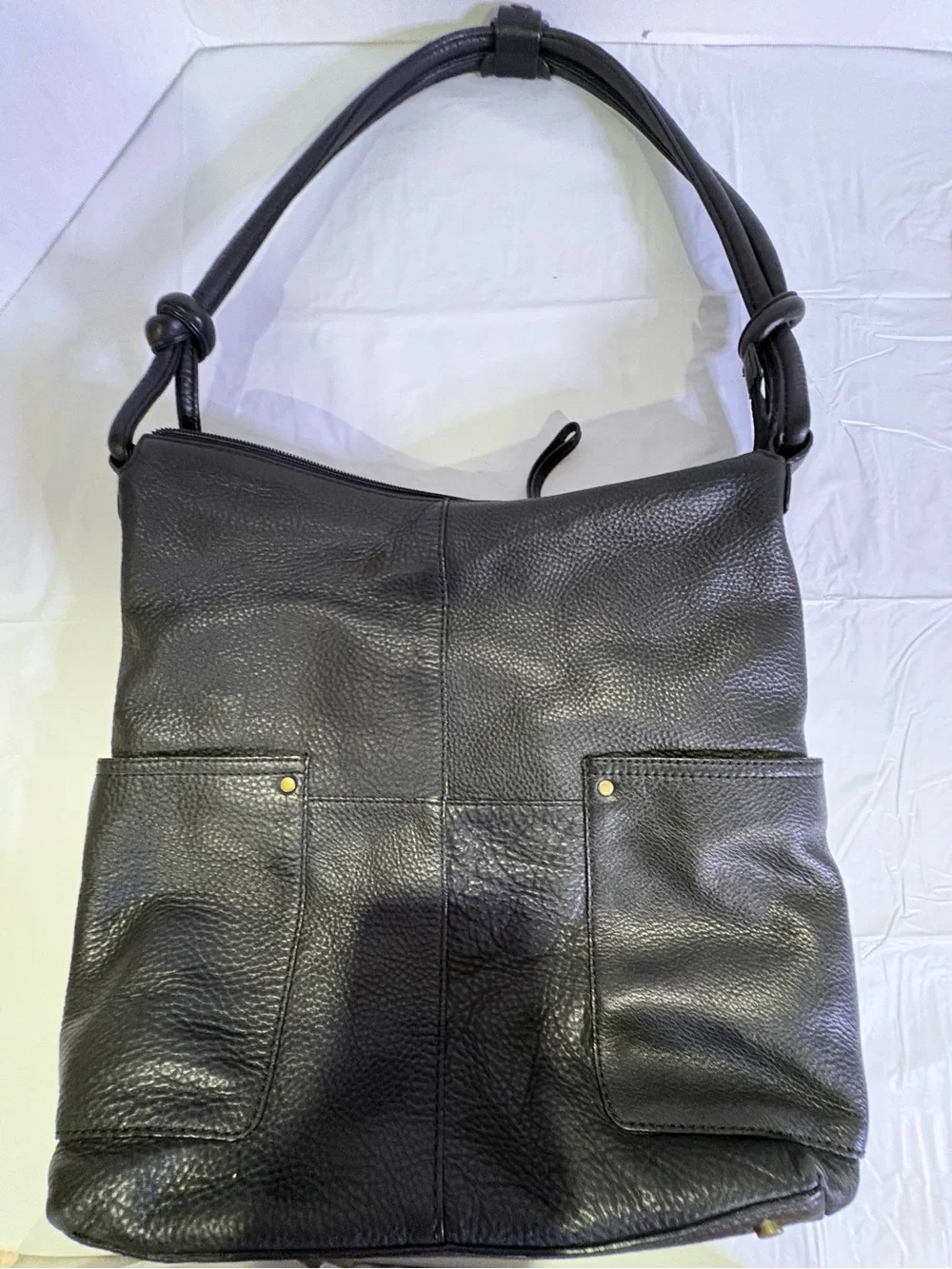 Eddie Bauer Black Pebbled Leather Hobo Bag, Super Soft in Great Condition.